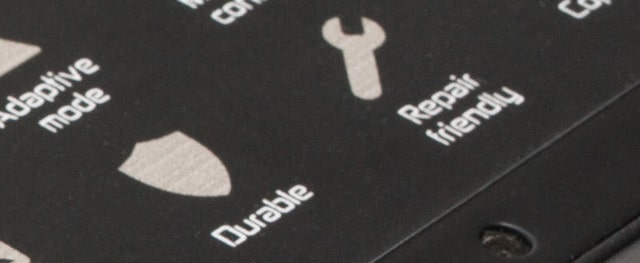 Durable and repair icons on the back of the case